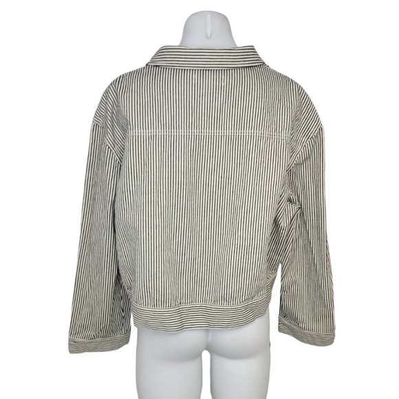 Oak +  Fort Striped Cotton Button Up Cropped Jacket Size XL - Picture 4 of 6